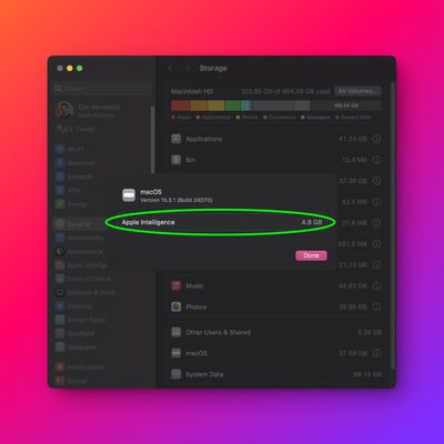 apple intelligence storage settings