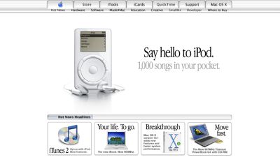 apple website ipod october 2001