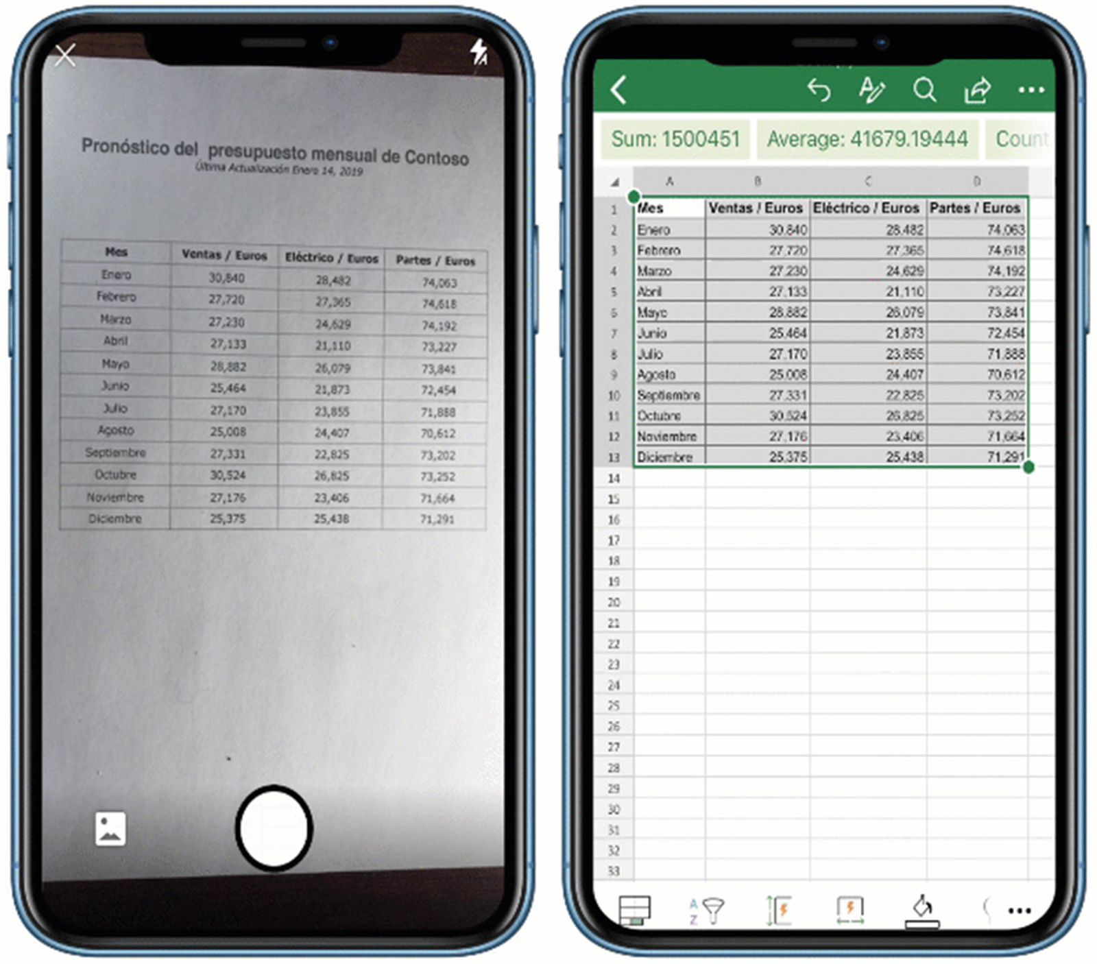 use excel on iphone