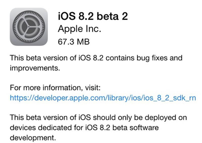 Apple Seeds Second iOS 8.2 Beta to Developers - MacRumors