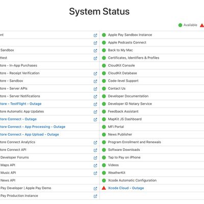 appstore connect down