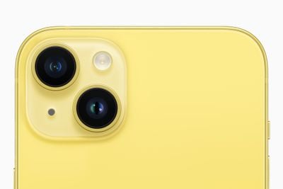 Apple iPhone 14 iPhone 14 Plus yellow dual camera system
