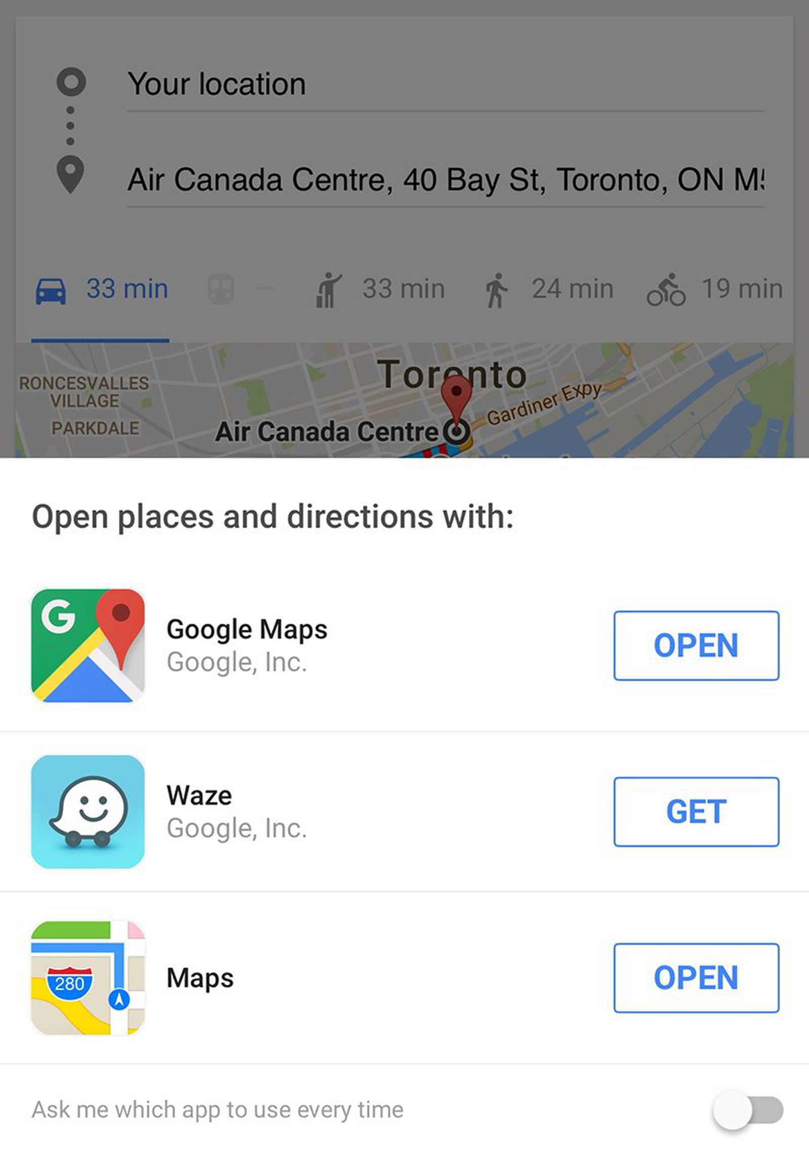 Google App Now Lets You Get Directions With Apple Maps or Waze - MacRumors