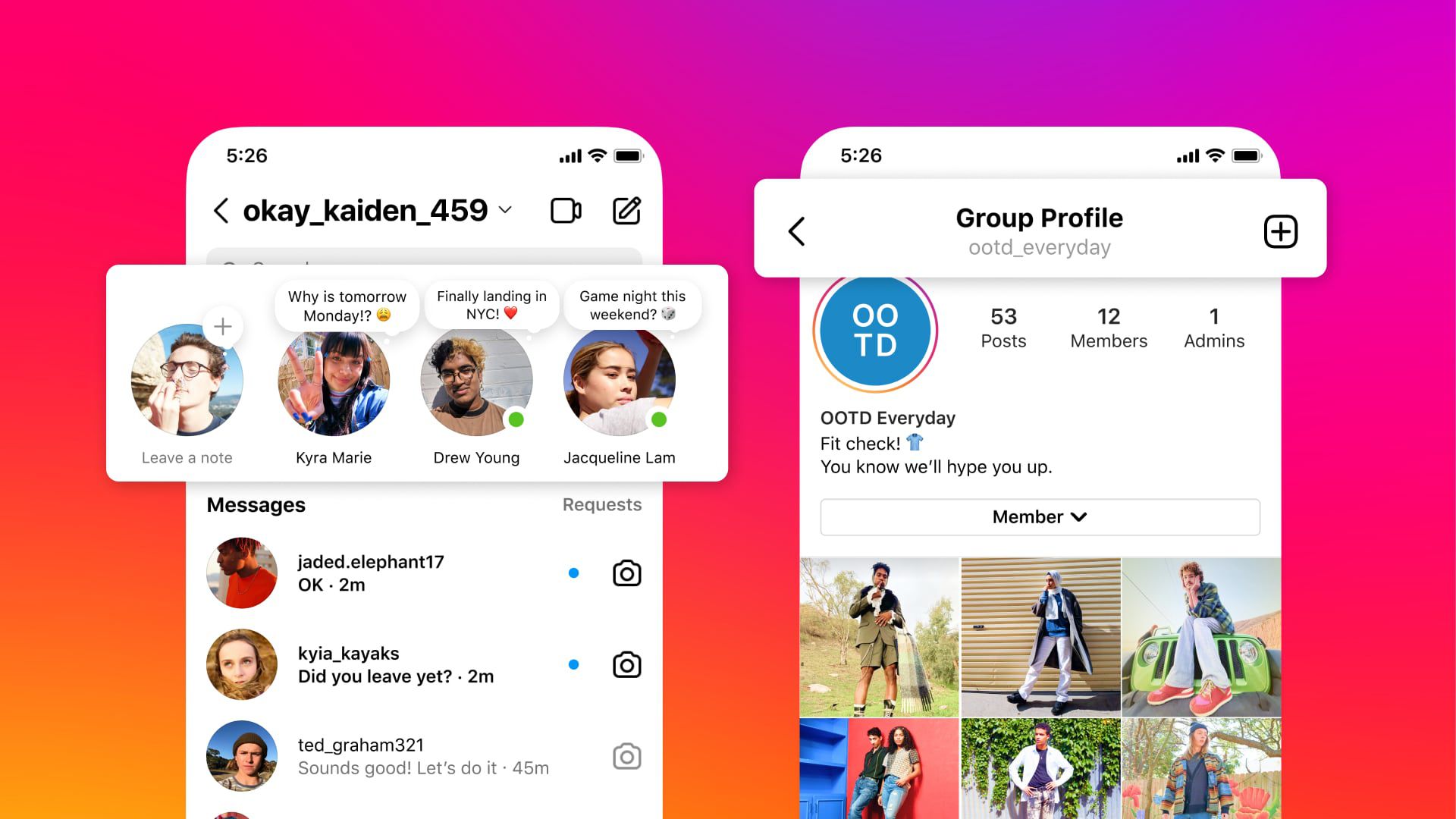 Instagram lance les profils de groupe, une fonctionnalité de « notes » de type Twitter pour partager du texte et des emoji