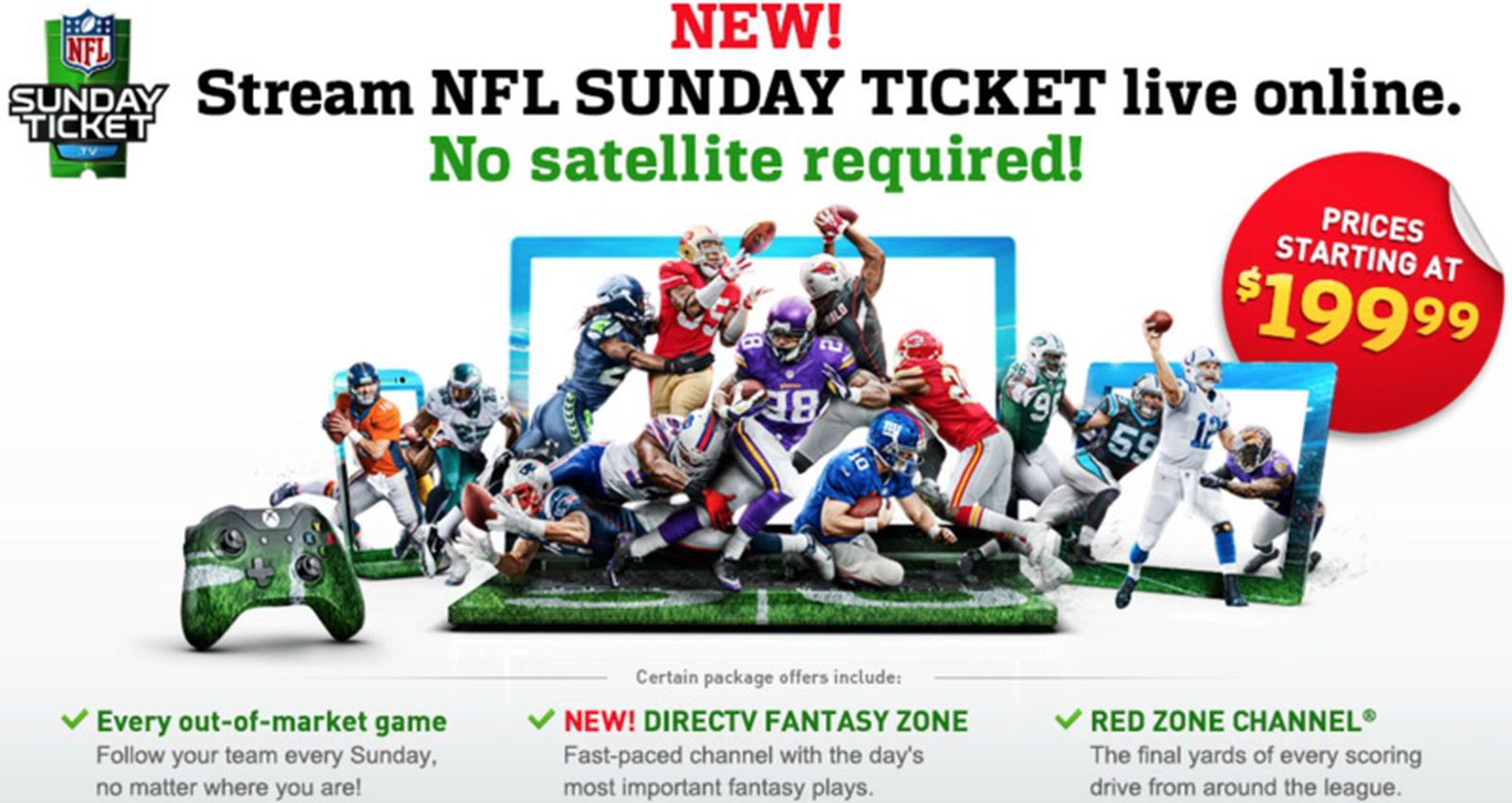 DirecTV's 'NFL Sunday Ticket' Offered as Standalone Subscription ...