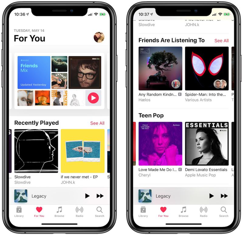 Apple Music Updates 'For You' With New Layout Featuring More Frequent ...