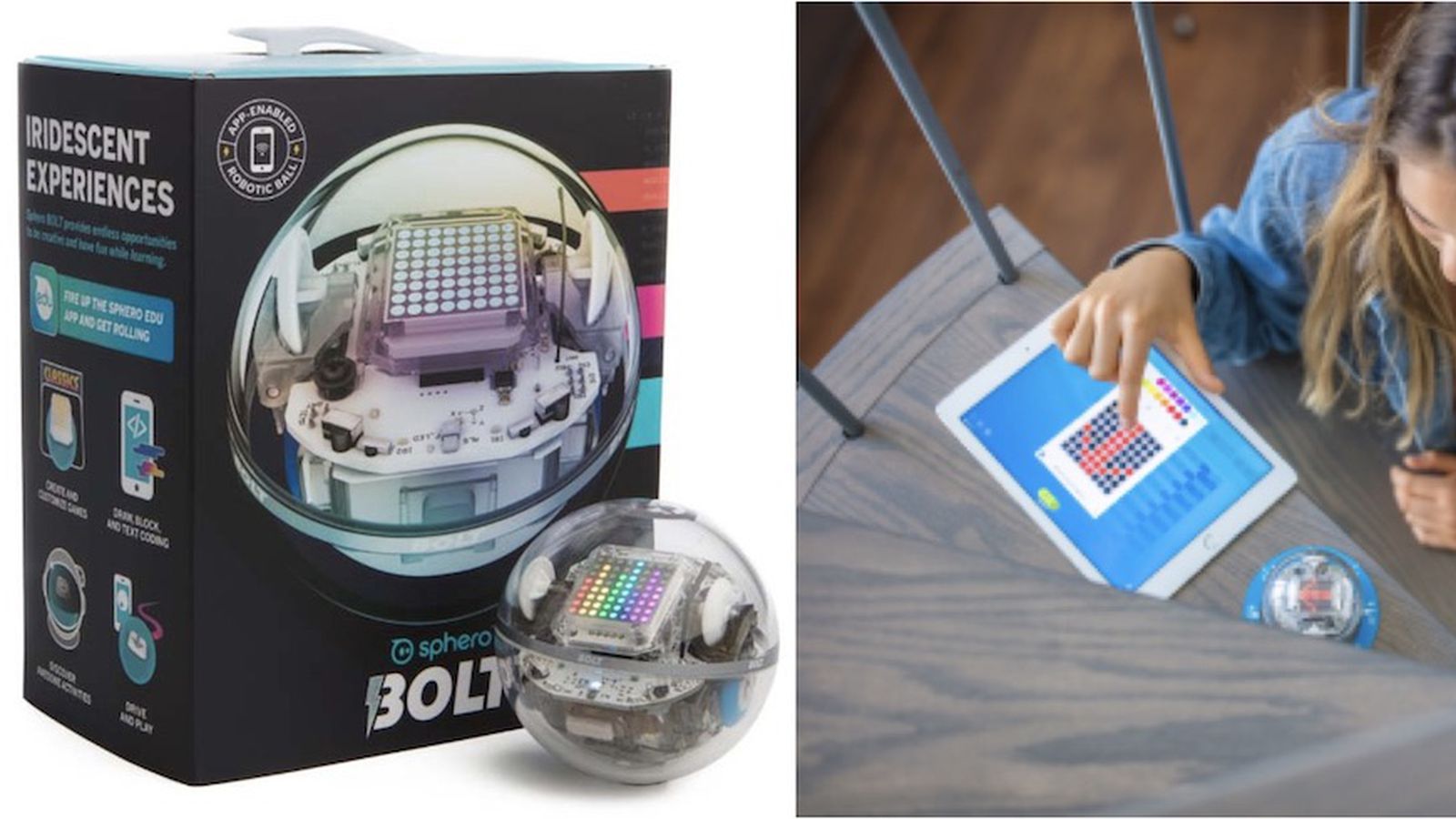 Bolt By Sphero K002 Silver App Enabled A Light-Up Robot Ball For Education 