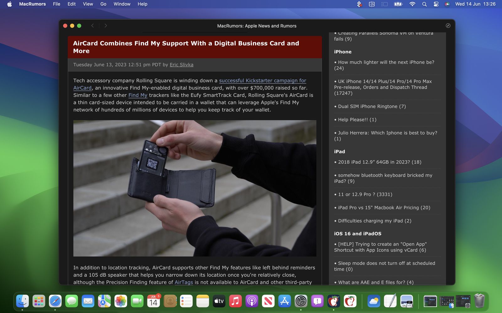 macOS Sonoma: aplikacja internetowa MacRumors