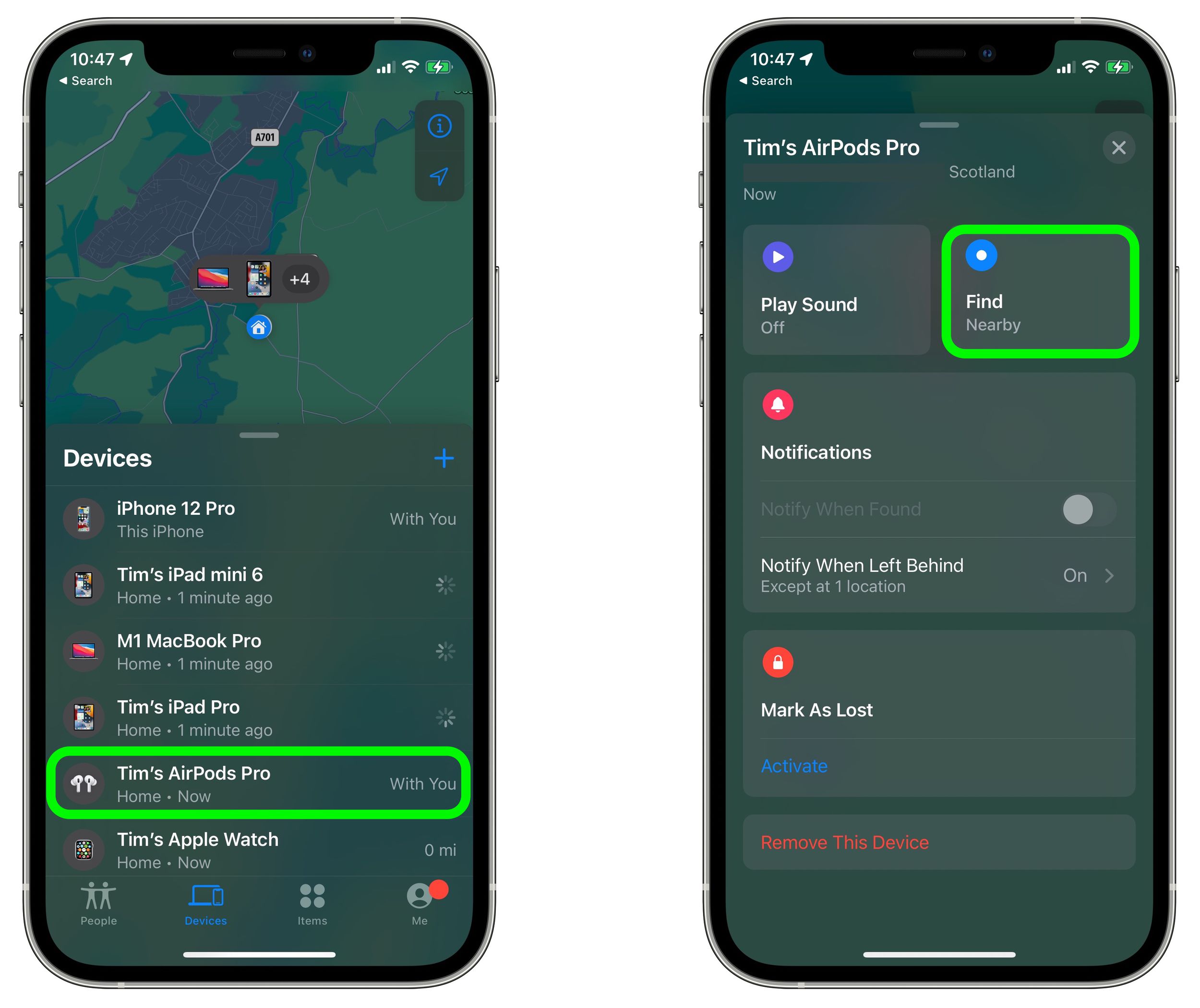 how to add my airpods pro to find my iphone