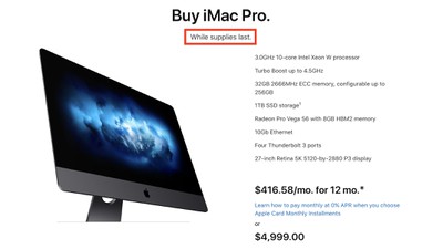 imac pro while supplies last