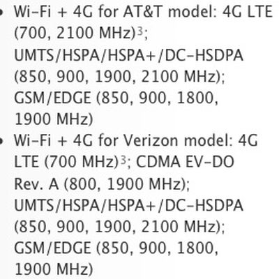 ipad 3 cellular bands
