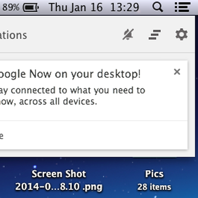 google now chrome mac menu bar