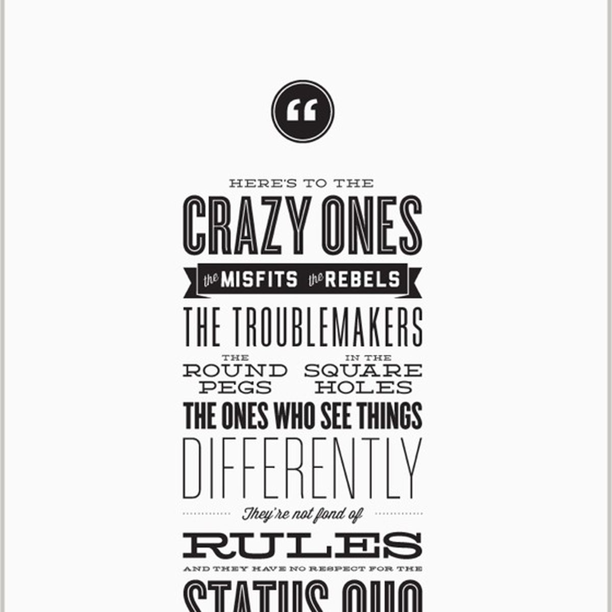 Brightwurks Debuts 'Here'S To The Crazy Ones' Letterpress Poster For  Charity [Update: Pulled] - Macrumors