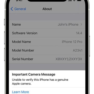 ios 14 iphone 12 non genuine camera