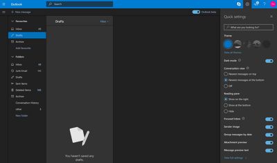 outlook dark mode