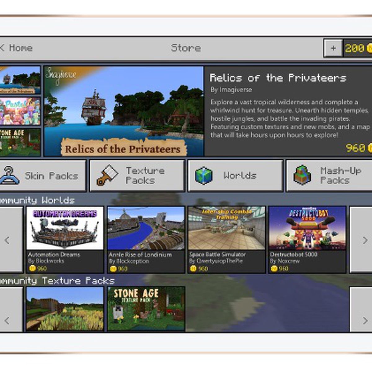 Minecraft Marketplace, Catalog