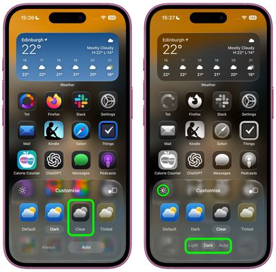 make home screen app icons clear ios