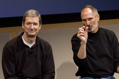 Tim Cook Steve Jobs side by side