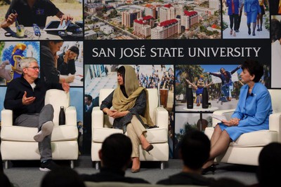 Apple Ceo Tim Cook Joins Malala Yousafzai To Discuss Education At