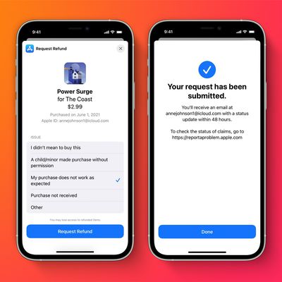 iOS 15 app refunds