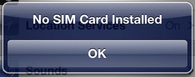 no sim card installed