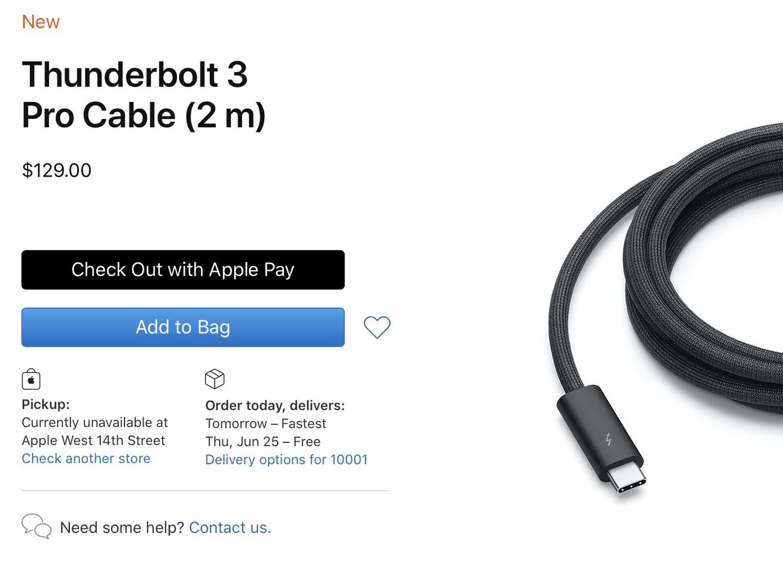 Apple Now Selling Longer 3-Meter Thunderbolt 4 Pro Cable for