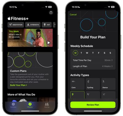 Fitness plus custom plans