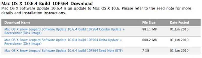 Apple Seeds Mac OS X 10.6.4 Build 10F564 to Developers - MacRumors
