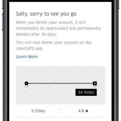 uber delete your account