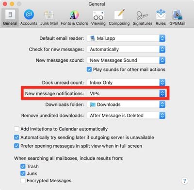 macOS VIP notifications