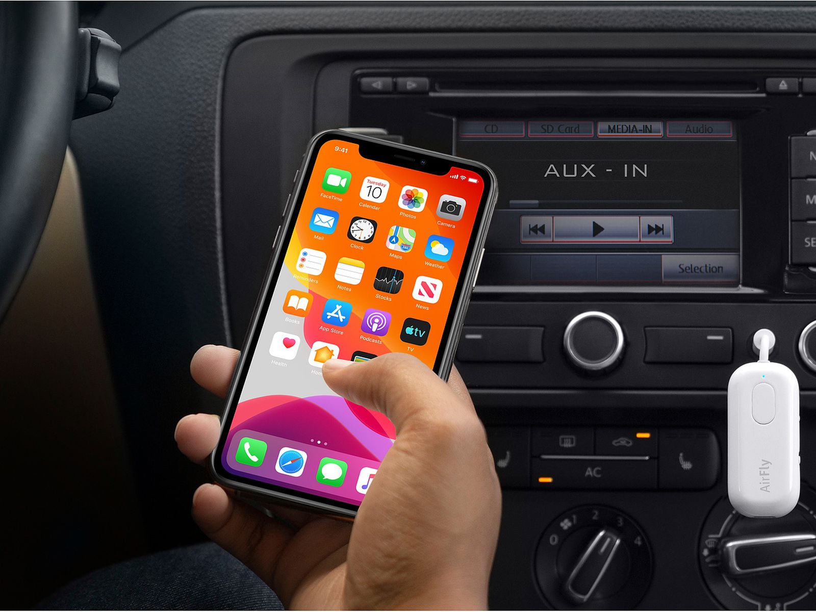 distress skirmish in the meantime AirFly Pro Launches at Apple Stores With Receiver Mode for AUX Ports,  Headphone Splitting, and More - MacRumors