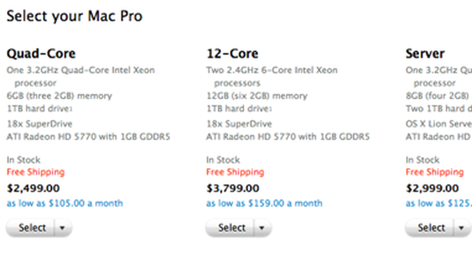 Apple Offers Minor Processor Bump to Mac Pro Line, No Thunderbolt