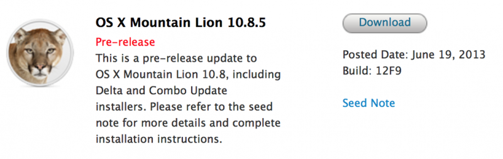 Apple Seeds First OS X 10.8.5 Beta to Developers - MacRumors