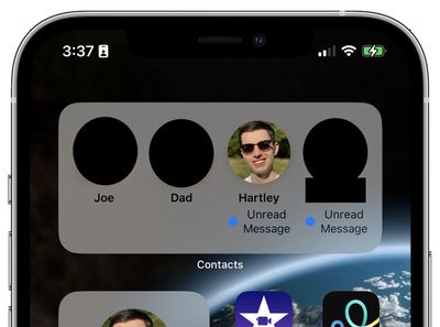 iOS 16 Widget Contactos Mensajes no leídos