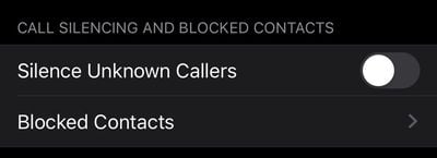 iOS 13 Silence Unknown Callers