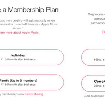 Apple Music India Russia Pricing