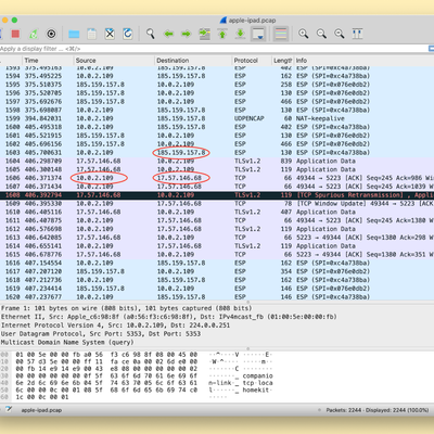 ios device network ip wireshark