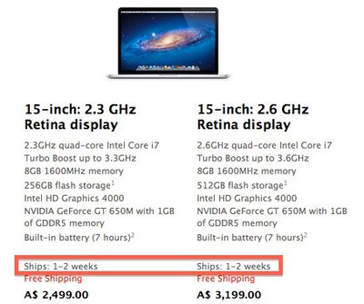 retina macbook pro ship 1 2 weeks jul21