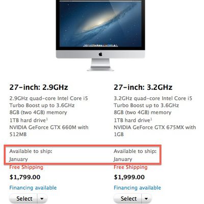 imac 27 january shipping