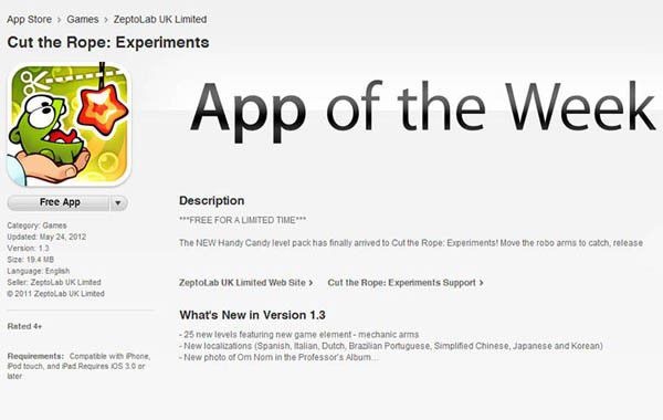 cut the rope named app of the week available for free image