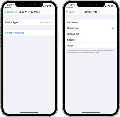 Type d'appareil Bluetooth ios 14 4