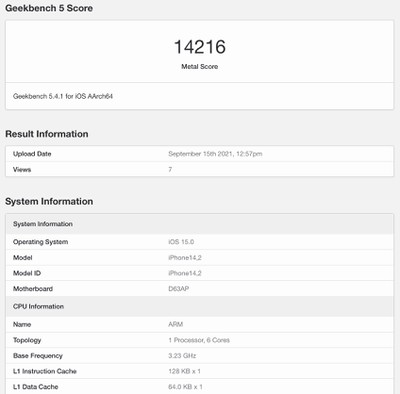 geekbench pro iphone 13