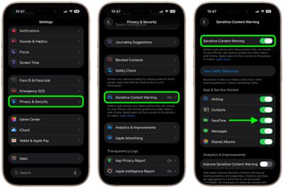 ios sensitive content warning facetime