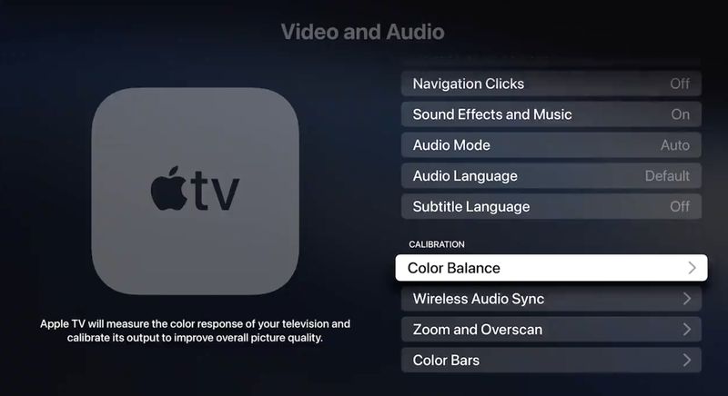 iPhone を使用して Apple TV のカラーバランスを調整する方法