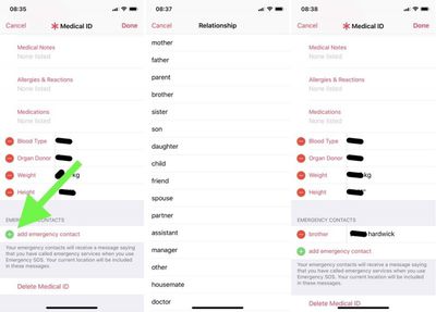apple medical id emergency contact