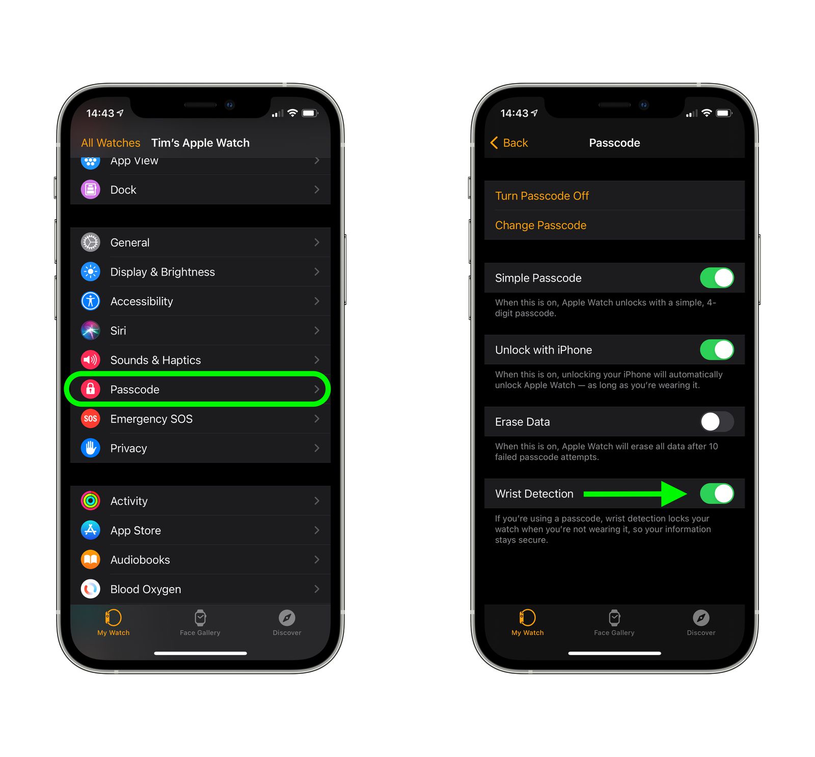 apple watch wrist detection