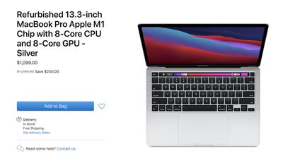 Apple Begins Selling Refurbished 13-Inch MacBook Pro With M1 Chip