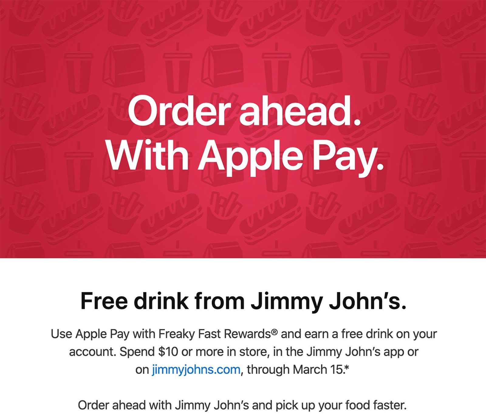 Apple Pay Promo Offers Free Drink With Jimmy John S Order Macrumors
