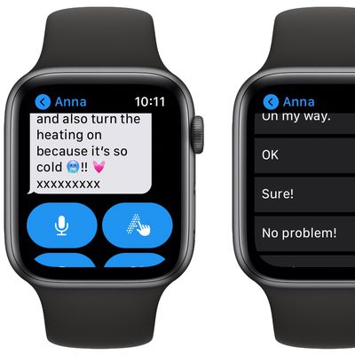 apple watch default replies