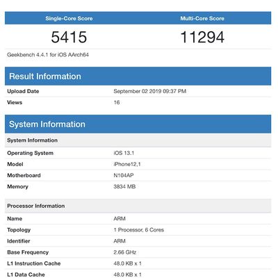 iphone xr 2019 geekbench